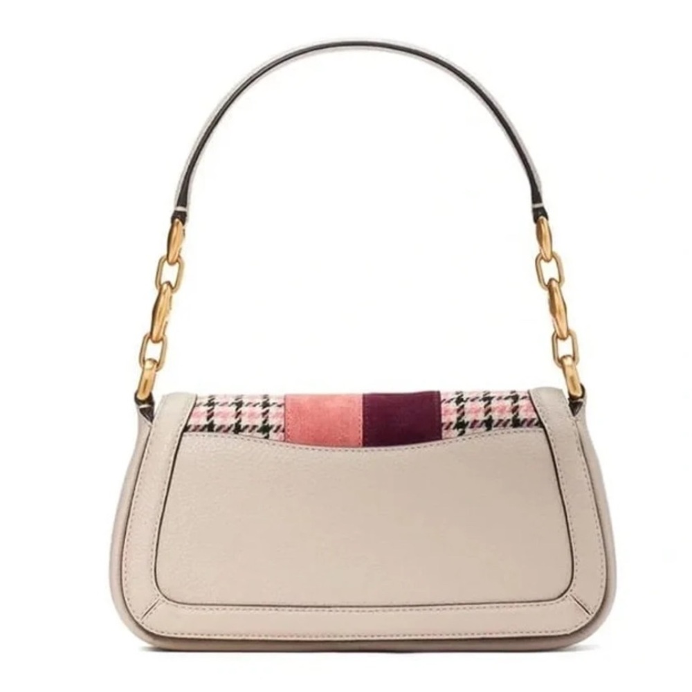 NWT Kate Spade Racing Stripe Plaid Twill Fabric Flap Magnetic Close 2Way Bag. - Picture 2 of 8